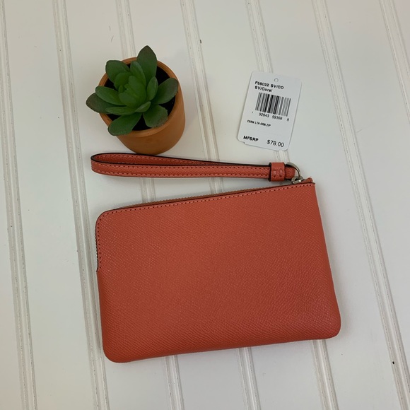 New! Coral leather wristlet from Coach - Picture 2 of 5